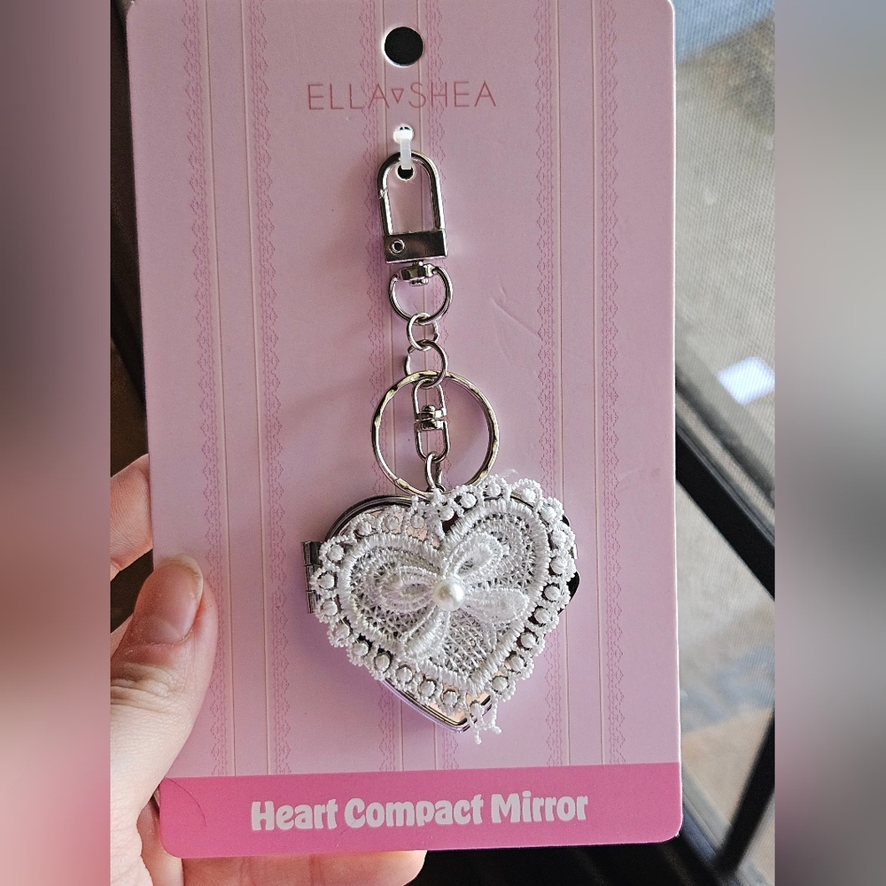 Ella & Shea Heart Shaped Compact Mirror.